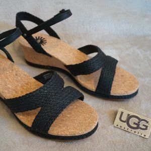 UGG - LUANN JUTE WEDGE SANDALS,  US 9